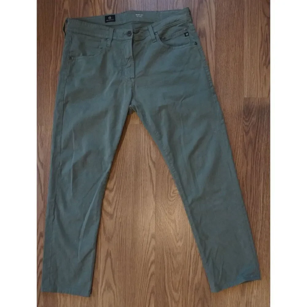 AG Adriano Goldschmied Tellis Suede Modern Slim Pants - Green - 34x34 - Picture 3 of 11
